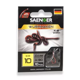   Saenger Wormhook 6 Lapkás, Szakállas Előkötött Horog 10db