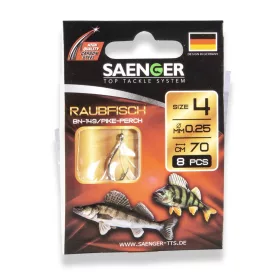 Saenger Predator 2 Füles, Szakállas Előkötött Horog 8db