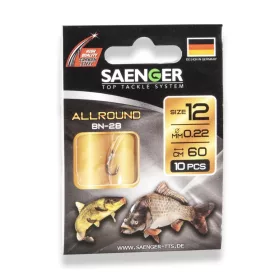   Saenger Allround 8 Lapkás, Szakállas Előkötött Horog 10db