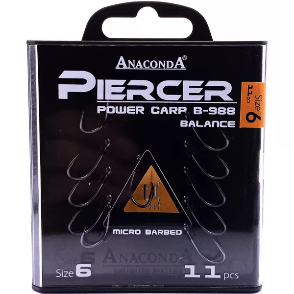 Anaconda Piercer Power Carp B-988 6 Háček s očkem a protihrotem na kapry 11ks