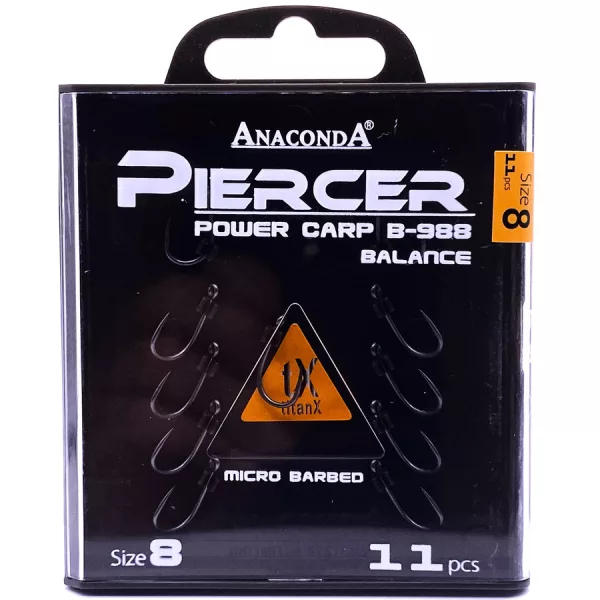 Anaconda Piercer Power Carp B-988 8 ušatý, vousatý kaprový háček 11ks