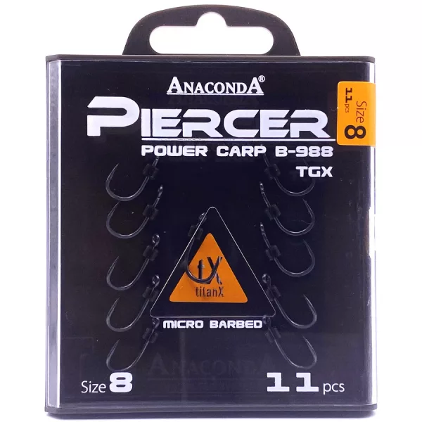 Anaconda Piercer Power Carp B-988 TGX 8 Háček s očkem a protihrotem na kapry 11ks