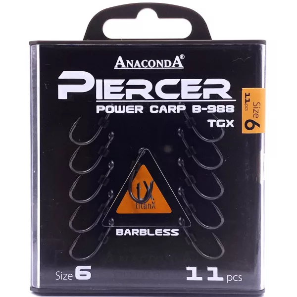 Anaconda Piercer Power Carp B-988 TGX 6 Očkový, Bezprotihrotový Kaprový Háček 11ks