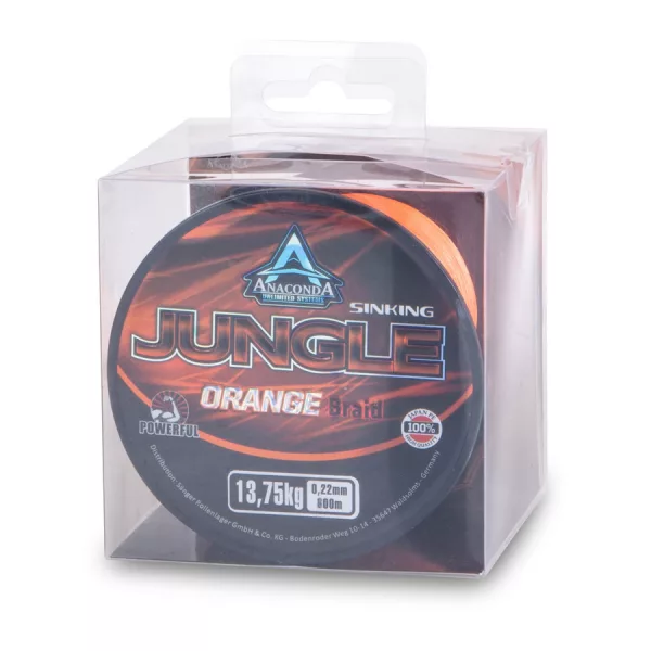 Anaconda Jungle Orange Oranžová 0,25mm 600m Potápivá Pletená Hlavní Šňůra