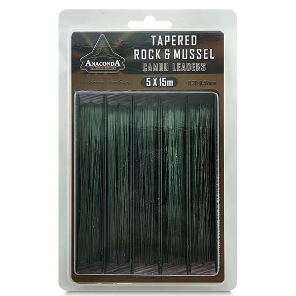 Anaconda Tapered Rock & Mussel Camou 0,35-0,65mm 15m Návazcový vlasec 5ks