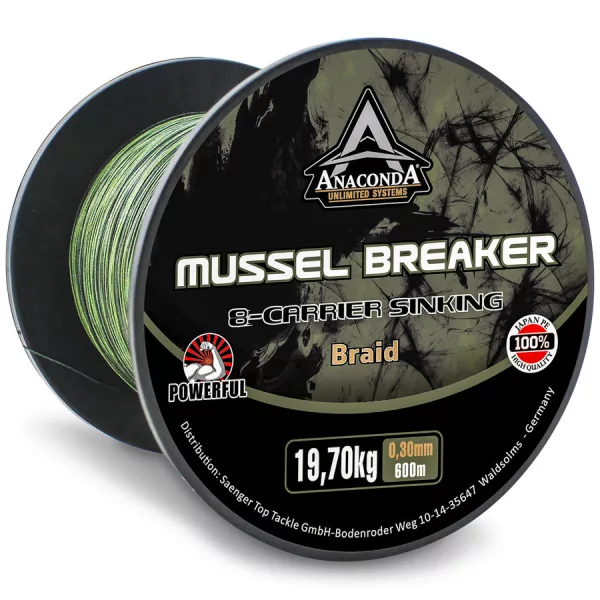 Anaconda X-8 Carrier Mussel Breaker Camou 0,35mm 600m Potápivá Pletená Hlavní Šňůra
