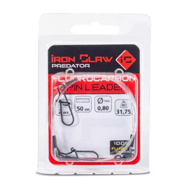 Iron Claw Fluorocarbon Spin Leader 0,40mm 50cm Pergető Előke 2db