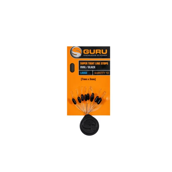Guru Super Tight Line Stops Oval Black L Gumiütköző 12db
