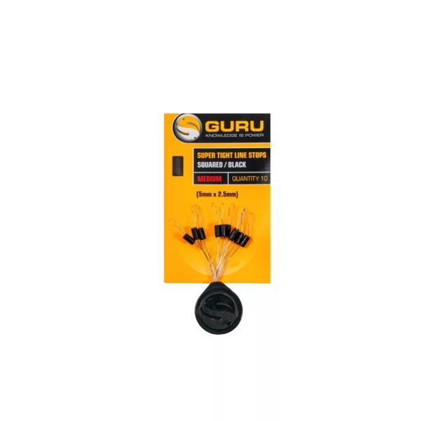 Guru Super Tight Line Stops Squared Black M Gumiütköző 10db