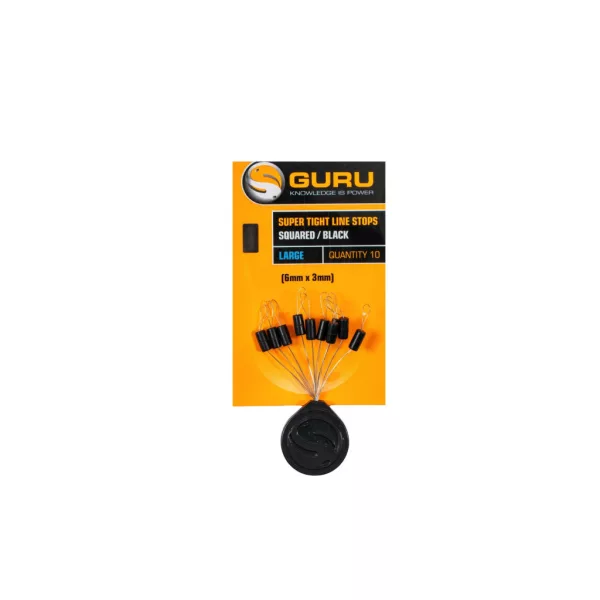 Guru Super Tight Line Stops Squared Black L Gumiütköző 10db