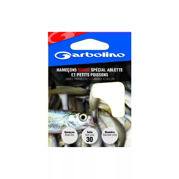 GARBOLINO SMALL FISH/BLEAK RED HTN 22 (SIZE 22 LINE 0,07mm) předvázaný háček
