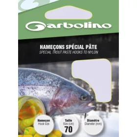   Garbolino Trout Paste Hooks To Nylon 6 lopatkový, s protihrotem monofilní předvázaný háček 10ks