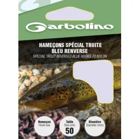   Garbolino Trout Reversed Blue Hooks To Nylon 6 lopatkový, s protihrotem monofilní předvázaný háček 10ks