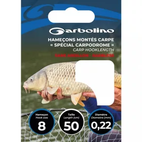   Garbolino Speciální kaprodromový háček na nylonovém návazci 0,20mm 50cm 10 lopatkový, bez protihrotu monofilní předvázaný háček 10ks