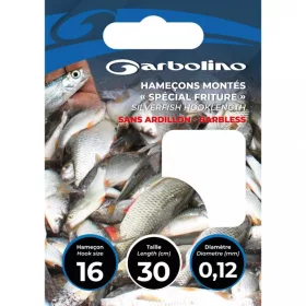   Garbolino Speciální háček pro bílou rybu na nylonovém návazci 0,10mm 30cm 18 lopatkový bez protihrotu monofilní předvázaný háček 10ks