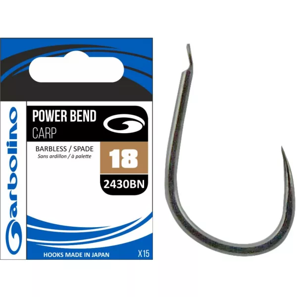Garbolino - COMMERCIAL MATCH HOOKS - POWER BEND CARP 2430BN - BARBLESS 18 háček