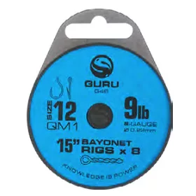   Guru QM1 Bayonet Ready Rigs 15 předvázaných háčků - 38 cm - QM1