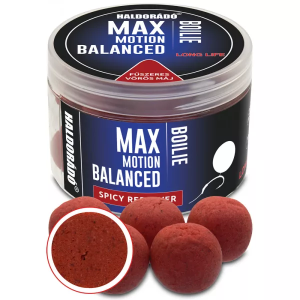 Haldorádó Max Motion Boilie Vyvážený Kořeněná červená játra 70gr 20mm Boilie