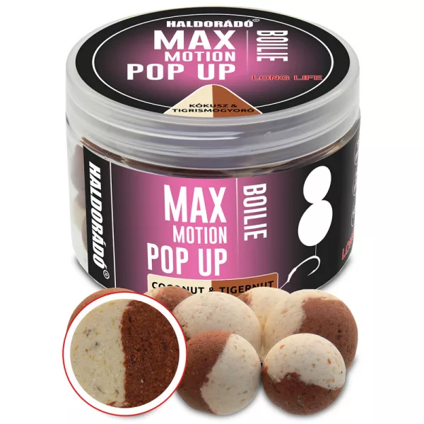 Haldorádó Max Motion Boilie Pop Up Kokos-Tygří ořech 50gr 16-20mm Boilie