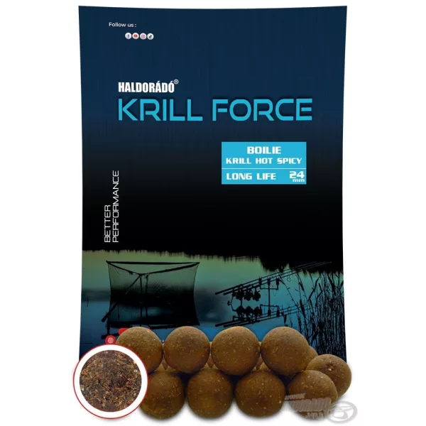 Haldorádó Krill Force Boilie Long Life 24mm Krill Hot Spicy Krmné boilie 700gr
