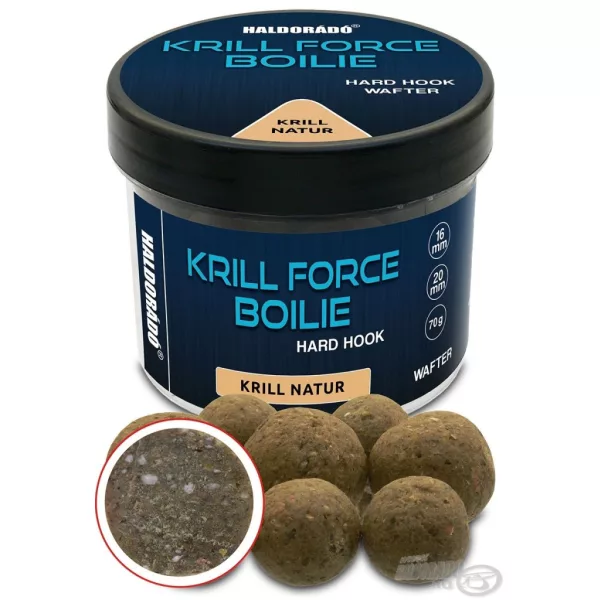 Haldorádó Krill Force Boilie Hard Hook Wafter 16, 20 mm Krill Natur Nástrahová Bojli 70gr