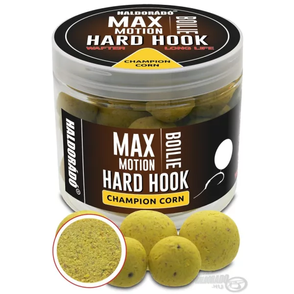Haldorádó Max Motion Boilie Hard Hook Wafter 16, 20mm Champion Corn nástrahové boilies 100gr
