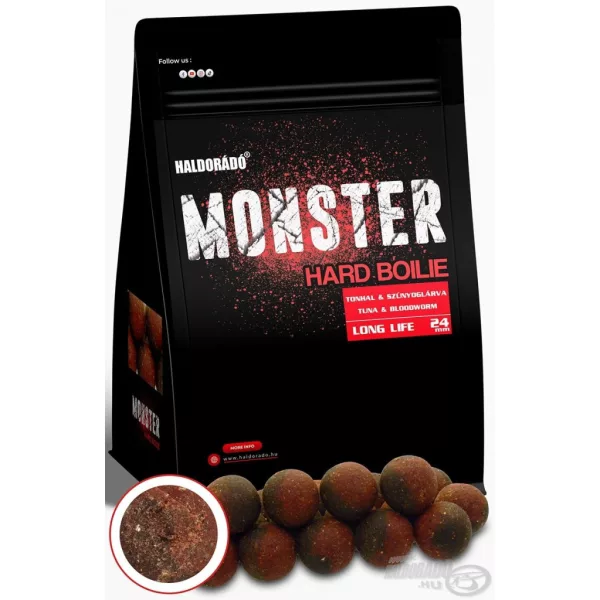 Haldorádó Monster Hard Boilie 24+ Tuňák & Komáří larva Boilies 700gr