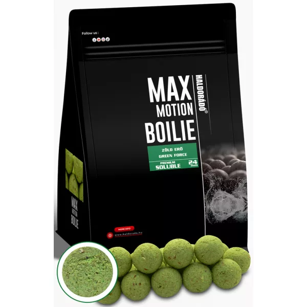 Haldorádó Max Motion Boilie Premium Soluble Green Force 24mm Krmné Boilie 800gr