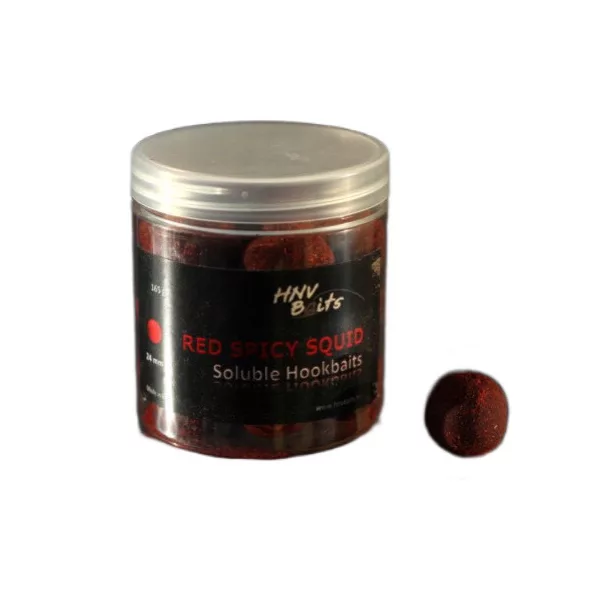 HNV Baits Red Spicy Squid Soluble Hookbaits 24mm Rozpustná Nástraha na Háček 165gr