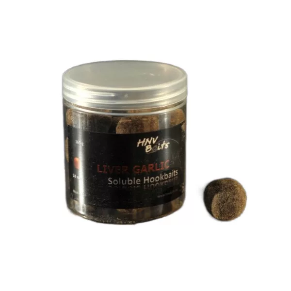 HNV Baits Liver Garlic Soluble Hookbaits 24mm Rozpustná Nástraha na Háček 165gr