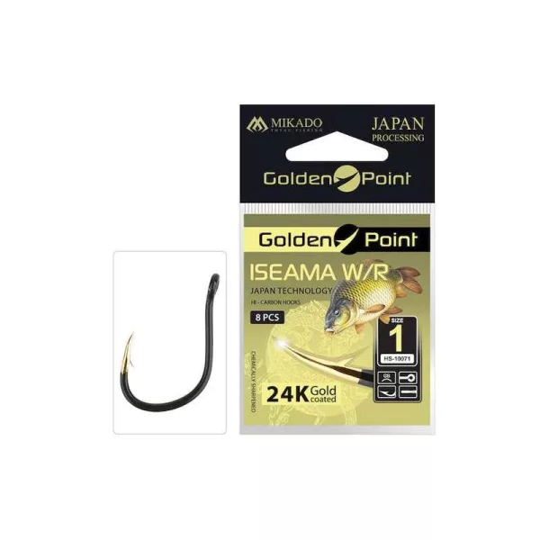 Mikado Golden Point Iseama W/ring 6 s očkem, háček na kapry s protihrotem 10db