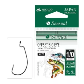   Mikado Sensual Offset Big Eye 4/0 háček s očkem a protihrotem jednoháček na dravce 3ks