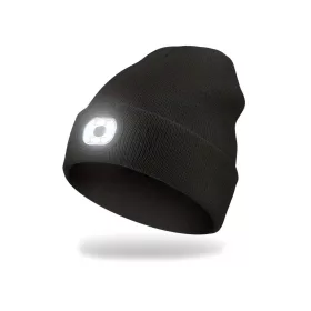   EnergoTeam Pletená čepice s dobíjecí LED svítilnou Černá