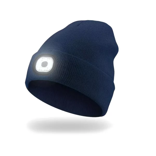 EnergoTeam Pletená čepice s dobíjecí LED svítilnou Tmavě modrá