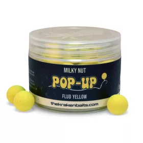   The Kraken Baits Milky Nut Fluo Žlutá Kokosové mléko 18mm Pop Up 50gr