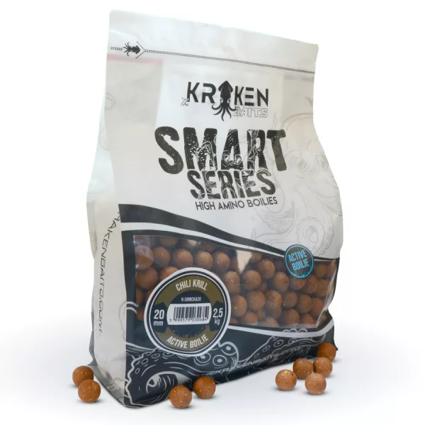 The Kraken Baits Chytrá série Aktivní Chilli Krill 24mm Boilie 2,5kg