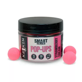   The Kraken Baits Chytrá série Fluo Růžový Jahodový krém 18mm Pop Up 30gr