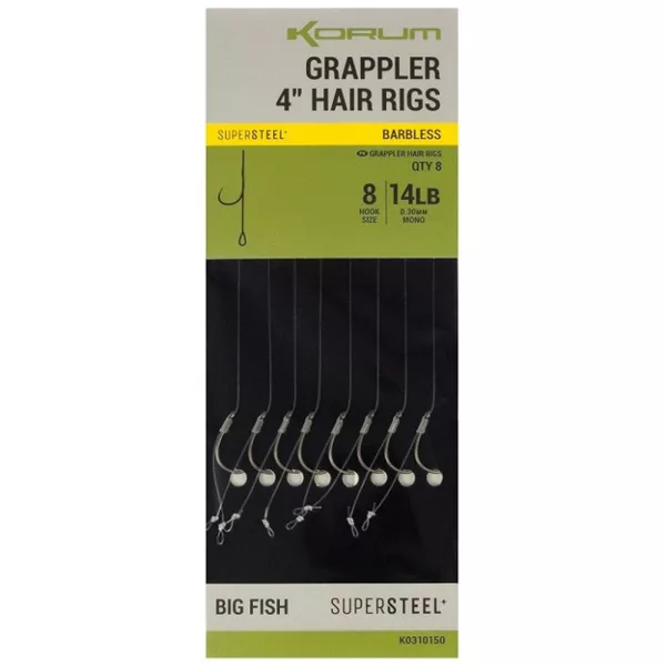 Korum Grappler Hair Rigs 10cm 12 Bezostný monofilní návazc s očkem