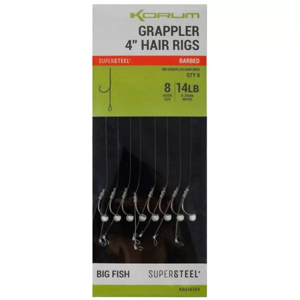 Korum Grappler Hair Rigs 10cm 12 Háčková monofilní návazc s očkem a ostnem