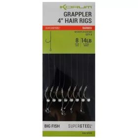   Korum Grappler Hair Rigs 10cm 14 Háčková monofilní návazc s očkem a ostnem 8ks
