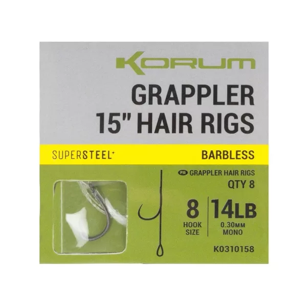 Korum Grappler Hair Rigs 38cm 8 Bezostný monofilní návazc s očkem