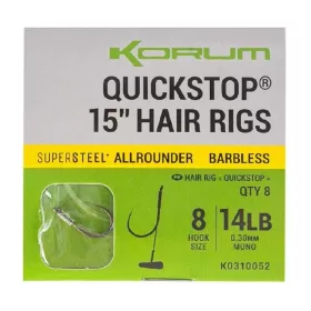   Korum Grappler Hair Rigs 38cm 12 Monofilní návazce s očkem bez protihrotu