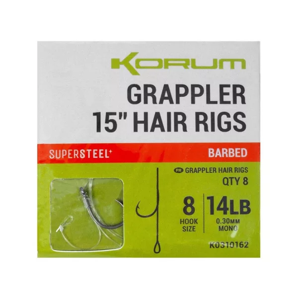 Korum Grappler Hair Rigs 38cm 8 Háčková monofilní návazc s očkem a ostnem