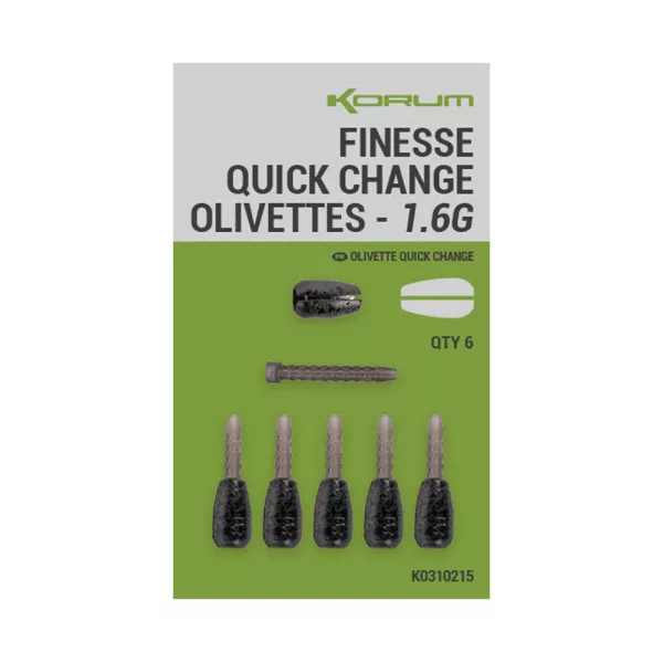 Korum Finesse Quick Change Olivettes Rychlovýměnná plováková zátěž 1,6g
