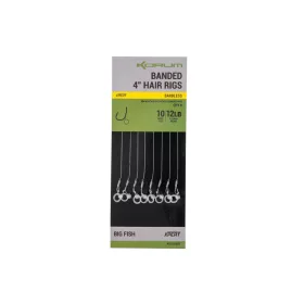   Korum Banded Hair Rigs 12 Barbless Bezprotivkové, očkové monofilové návazce 8ks