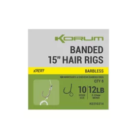   Korum Banded Hair Rigs 10 Barbless Bezprotivkové, očkové monofilové návazce 8ks