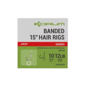   Korum Banded Hair Rigs 8 Barbed Protivkové, očkové monofilové návazce 8ks