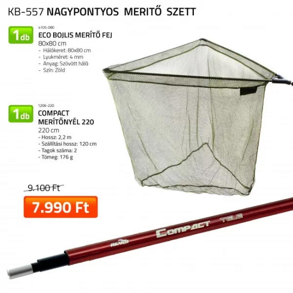 Nevis Eco Bojlis podběráková hlava, Compact rukojeť podběráku 220 – rybářský set