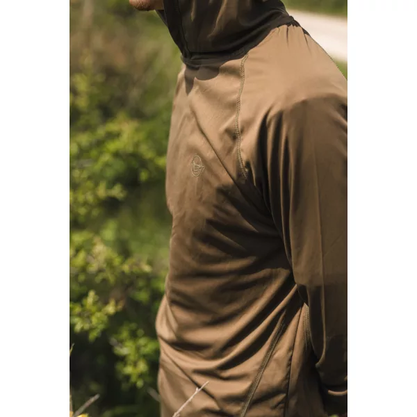 Korda Dark Khaki UPF Hooded Top Tričko s dlouhým rukávem UV S
