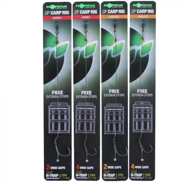 Korda N-Trap DF Rig Size 2 Wide Gape B 30 lb - předvázaný kaprový návazec